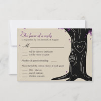Oak Tree Wedding RSVP Card mit Menü Selection