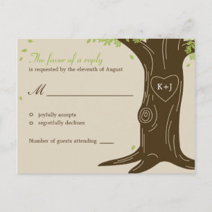 Oak Tree Wedding RSVP Postcard Einladungspostkarte