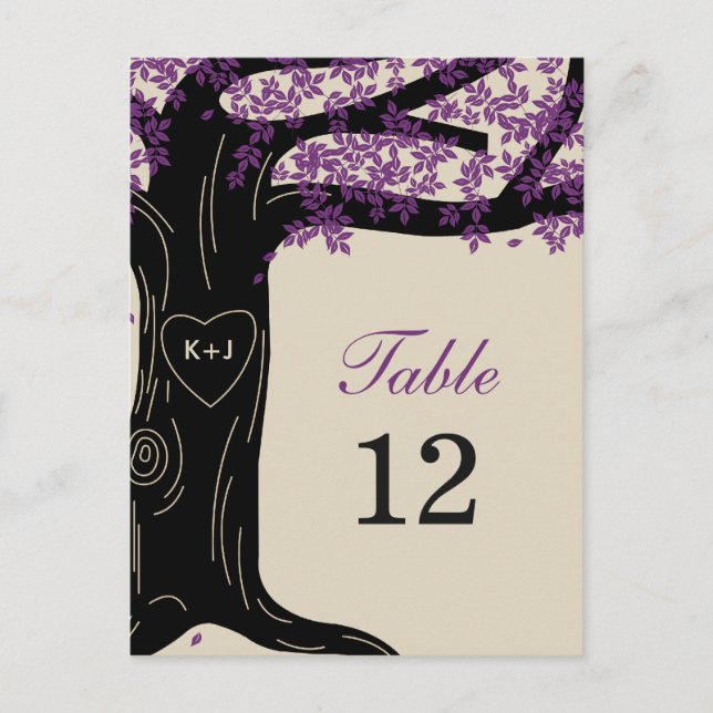 Oak Tree Wedding Tischnummer Card (Vorderseite)