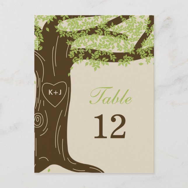 Oak Tree Wedding Tischnummer Card (Vorderseite)