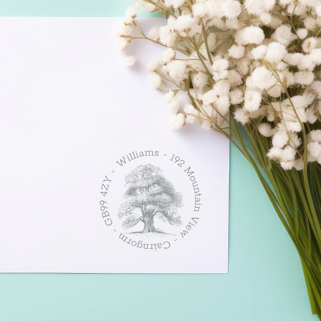 Oak Tree Zuhause Address Self-Inking Briefmarke Permastempel (Von Creator hochgeladen)