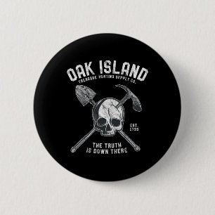 Oak Wood Skull Island Vintag Skull Templar Treasu Button