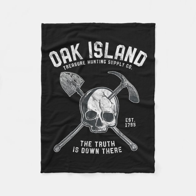 Oak Wood Skull Island Vintag Skull Templar Treasu Fleecedecke (Vorderseite)