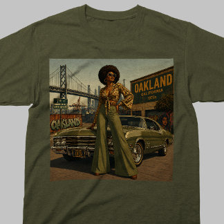 Oakland 1970er Retro Schwarze Frau Vintage T-Shirt