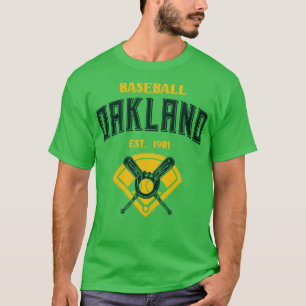 Oakland Baseball Est 1901 Vintager Look Text T-Shirt