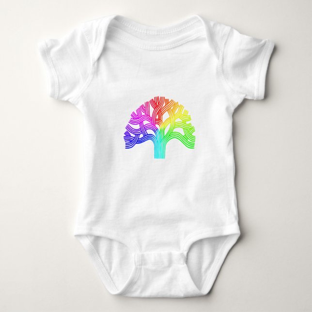 Oakland-Baum-Regenbogen Baby Strampler (Vorderseite)