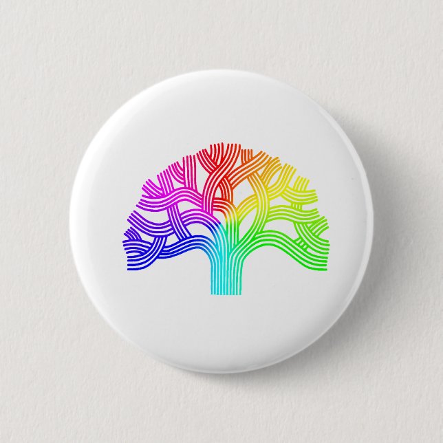 Oakland-Baum-Regenbogen Button (Vorderseite)
