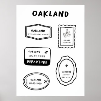 Oakland - Briefmarke für Reisen | Minimalistisch Poster