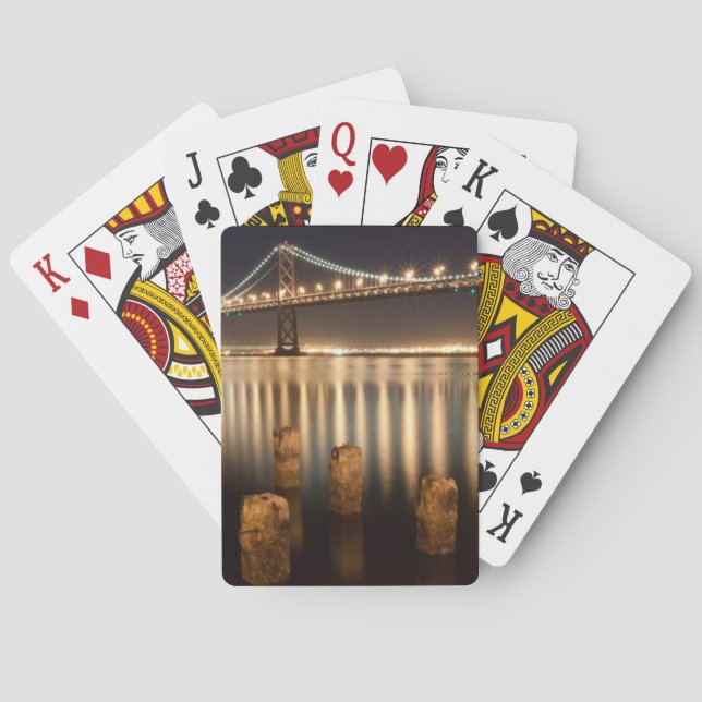 Oakland-Bucht-Brückennachtreflexionen Spielkarten (Rückseite)