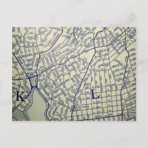 Oakland, CA Vintag Map Postkarte