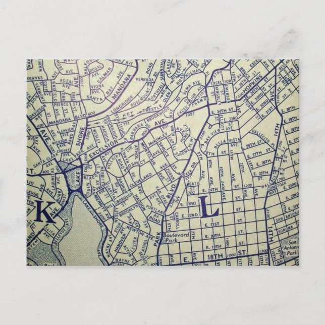 Oakland, CA Vintag Map Postkarte (Vorderseite)