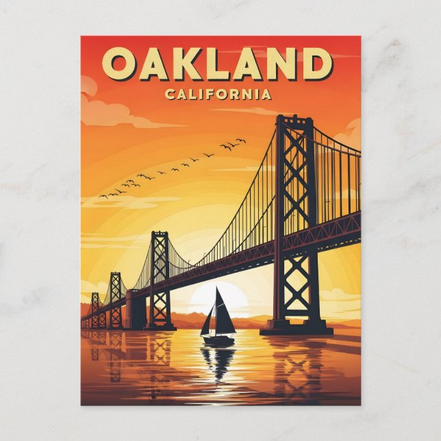 Oakland California Bachbrücke Vintag Postkarte (Vorderseite)