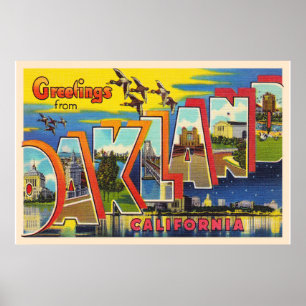 Oakland California CA Vintager Großbuchstaben Post Poster