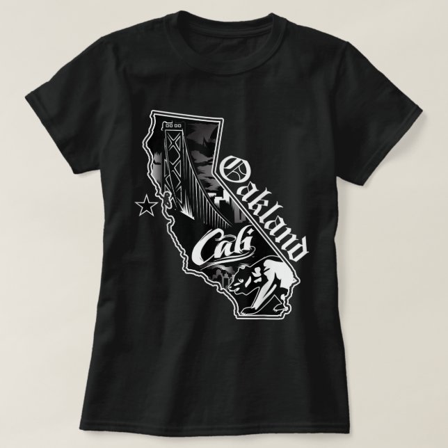 Oakland California Map Northern Cali T-Shirt Bay A (Design vorne)