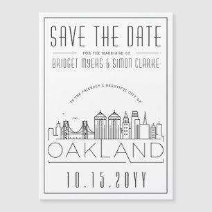 Oakland Hochzeit stilisierte Skyline Save-the-Date Magneteinladung
