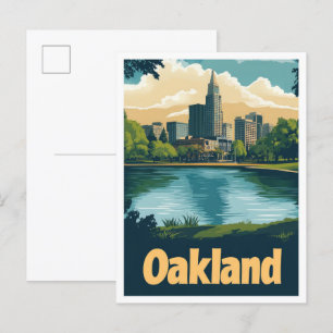 Oakland Kalifornien Kunst Vintage Reiseillustratio Postkarte