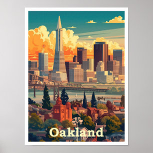 Oakland Kalifornien Vintage-Reiseillustration Poster