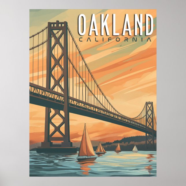 Oakland, Kalifornien - Vintage Travel Poster (Vorne)