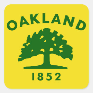 Oakland, kalifornische Flagge Quadratischer Aufkleber