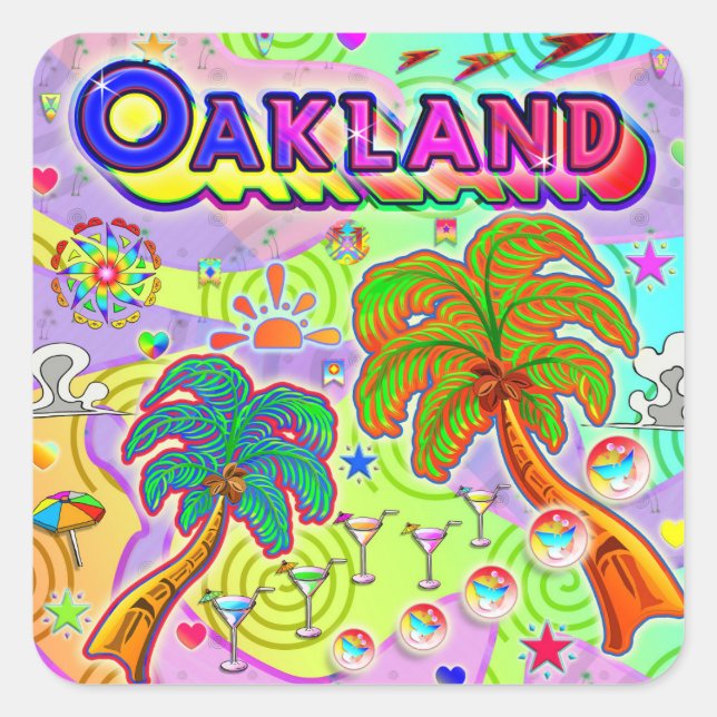 Oakland-Urlaubsziel-Aufkleber Quadratischer Aufkleber (Vorderseite)