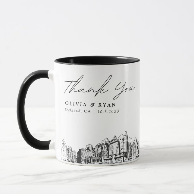 Oakland Wedding Minimal Custom Coffee Tasse (Links)