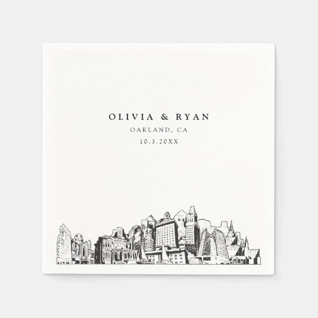 Oakland Wedding Minimalistisch Paper Serviette (Vorderseite)