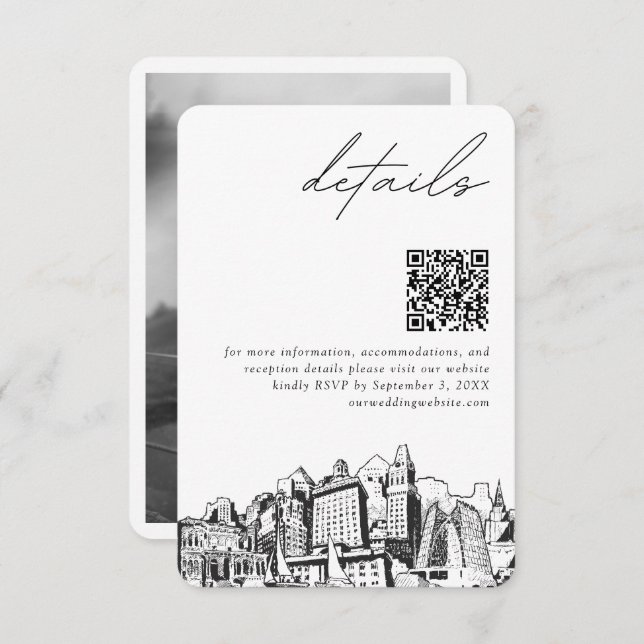 Oakland Wedding Modern Details QR Code Begleitkarte (Vorne/Hinten)