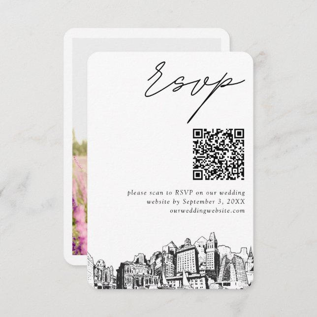 Oakland Wedding Modern UAWG QR Code Begleitkarte (Vorne/Hinten)