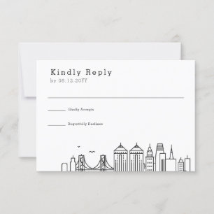 Oakland Wedding Stilisierte Skyline-UAWG RSVP Karte
