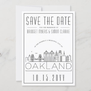 Oakland Wedding Stylized Skyline Save the Date Einladung