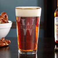 Oakmont Monogram Gold Rim Pint Bierglas