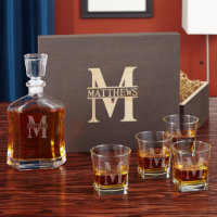 Oakmont Monogram Whiskey Glass Set & Decanter