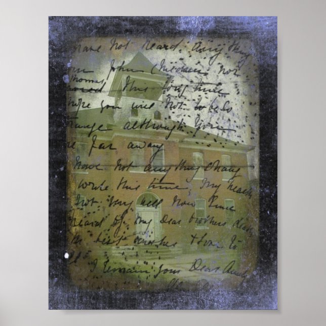 Oakville, Iowa School Grunge Art Poster (Vorne)