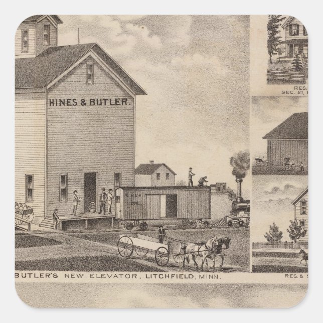 Oakwood Farm, Minnesota Quadratischer Aufkleber (Vorderseite)