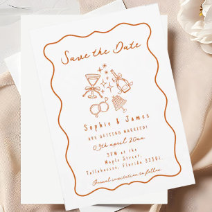 Oange Whimsical Doodle Trendy Wedding Einladung