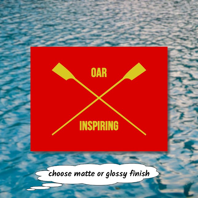 Oar inspirierend Slogan und gekreuzte Ruder rot Postkarte (Von Creator hochgeladen)