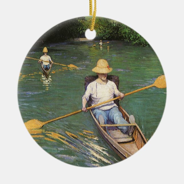 Oarsmen von Gustave Caillebotte, Vintage Kunst Keramikornament (Vorne)