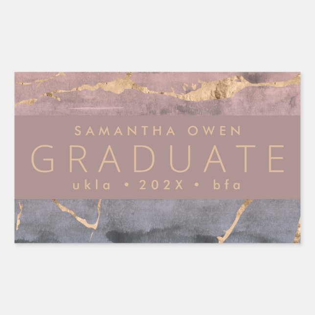 Oase der Aquarellfarben, moderne goldene Folienade Rechteckiger Aufkleber (Vorderseite)