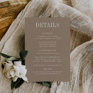 OASIS Taupe Wedding Details Card Einladung