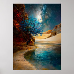 Oasis Under the Stars - Himmelswüste Landschaft Poster