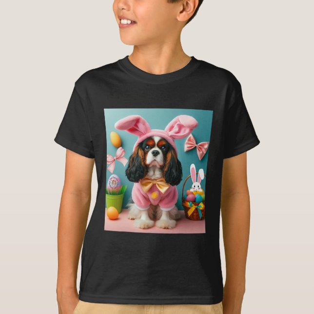 Oaster Bunny Cavalier King Charles Spaniel T-Shirt (Vorderseite)