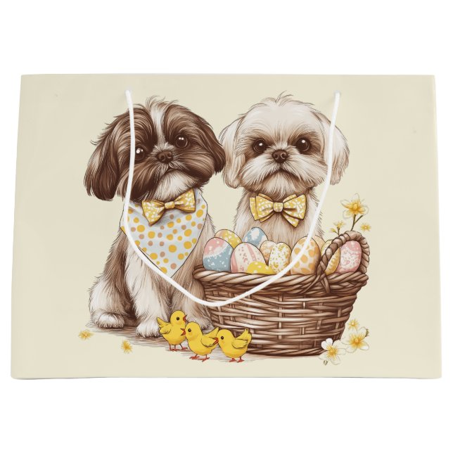 Oaster Shih Tzu Dogs Große Geschenktüte (Vorderseite)