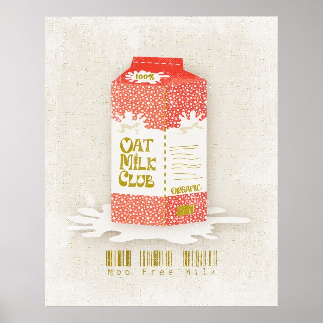 Oat Milk Club Veganer Bio Karton Moosefrei Kaffee Poster (Vorne)