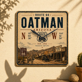 Oatman Arizona Route 66 Vintage Dekoration Quadratische Wanduhr