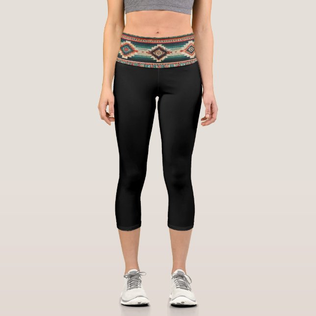 "OAXACA BAND / BLACK" - High Waisted Capris  (Vorderseite)