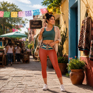 „OAXACA BAND/BLOOD ORANGE“ HIGH-WAIST CAPRI LEGGINGS