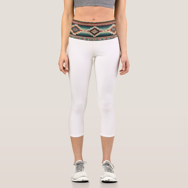 “OAXACA BAND / WHITE” High-Waisted Capris  (Vorderseite)