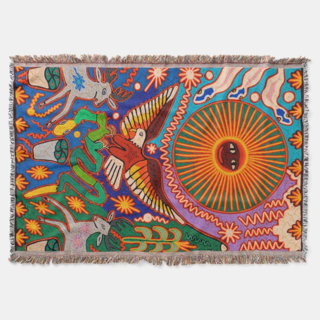 Oaxaca Mexico Maya Tribal Art Boho Reisen Decke (Vorderseite)