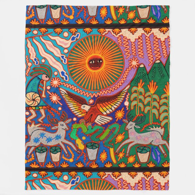 Oaxaca Mexico Maya Tribal Art Boho Reisen Fleecedecke (Vorderseite)