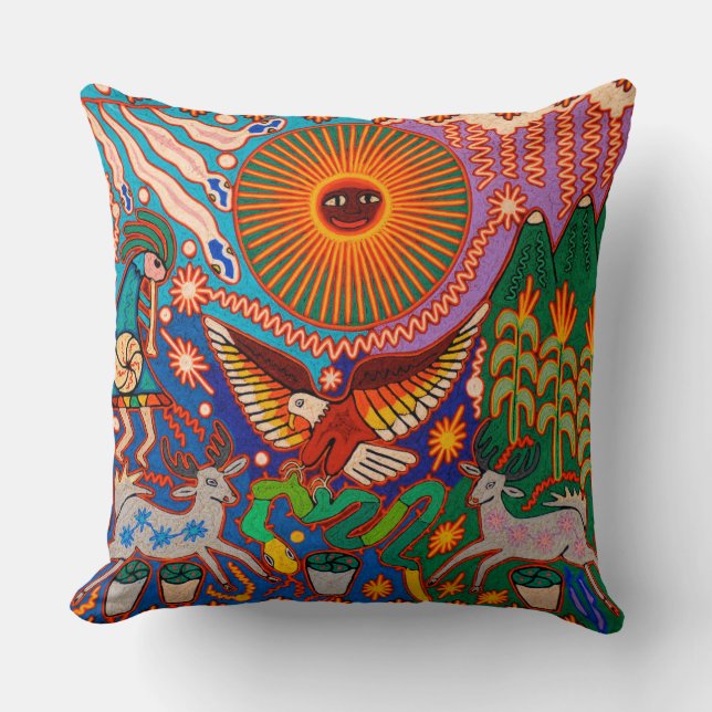 Oaxaca Mexico Maya Tribal Art Boho Reisen Kissen (Vorderseite)